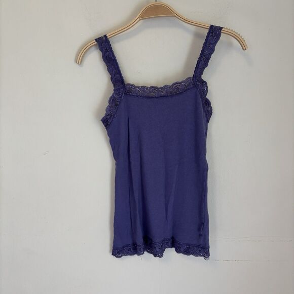 Y2K Tank Top Purple‎ Lace Trim Square Neck S 100% Fairy - Picture 3 of 4